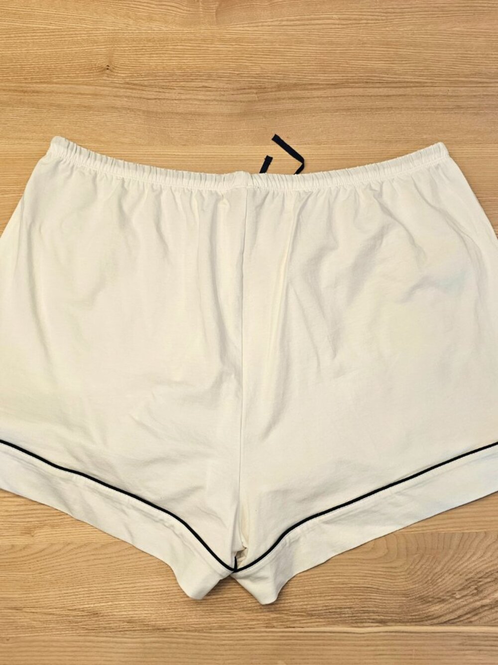 J.Crew Pajama Set Short Sleeve Button Down Shorts White Navy Piping XXL - Picture 7 of 16